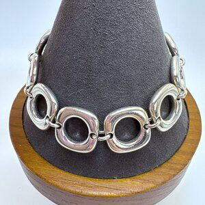 Sterling Silver 925 Chunky Link Chain Bracelet Toggle Clasp Size 7.75" Length